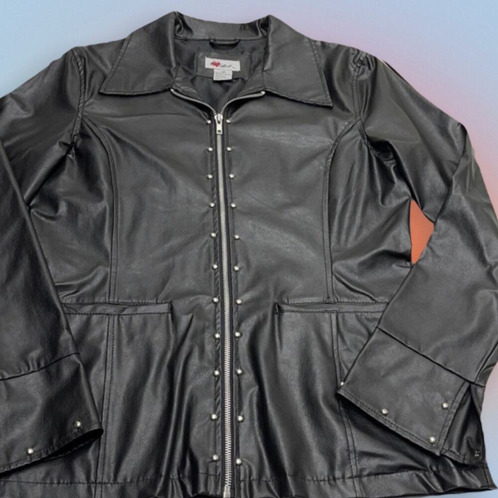 HEART ATTACK Womens Faux Black Leather Jacket - Picture 1 of 3